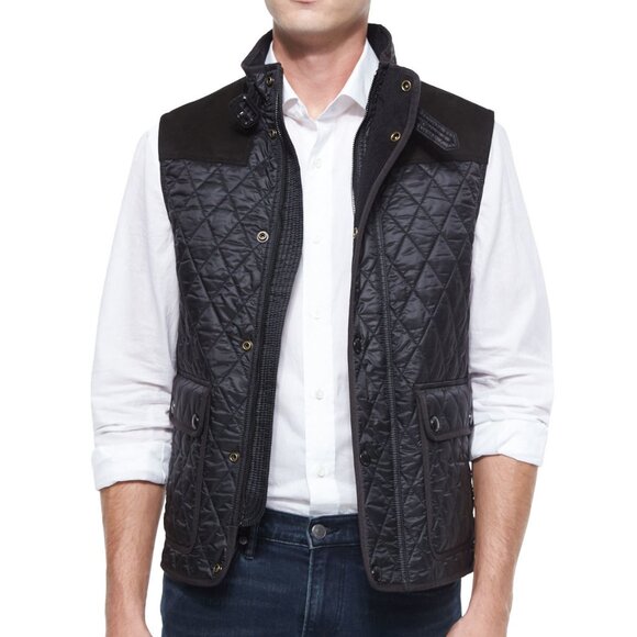 Burberry Brit Men's Rosston Diamond Quilted / Suede Vest - Picture 1 of 14